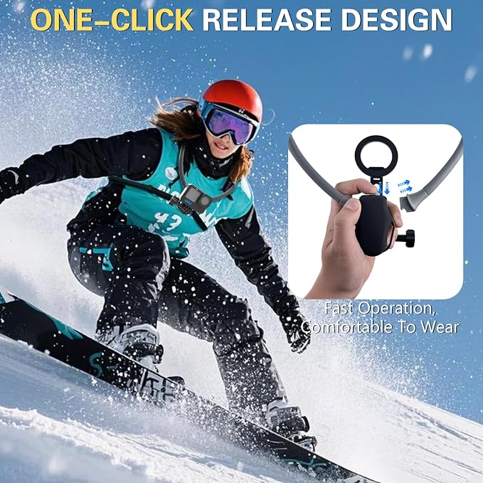 Beviliu Magnetic Neck Phone Holder for Recording, Hands Free POV/Vlog Neck Mount with Chest Strap, Video Filming for Cooking/Riding, Content Creator for iPhone 16 15 14 13 12 Android GoPro Insta360