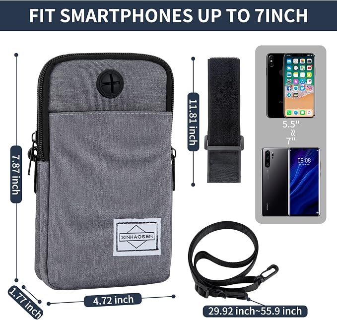 HOTEMIA Cell Phone Purse Waist Pack Bag Travel Crossbody Bag Wristband Sport Armband Wallet with Removable Shoulder Strap (Navy Blue)