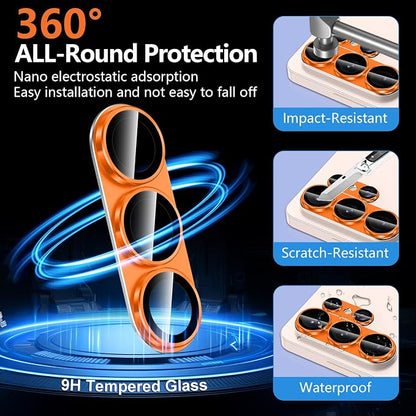 for Samsung Galaxy S26 Ultra Camera Lens Protector, Electroplated Matte Back with 9H Tempered Glass Lens Protector, [Strong Adsorption] [Case-Friendly] Metal Ring HD Clear Lens Cover, Orange