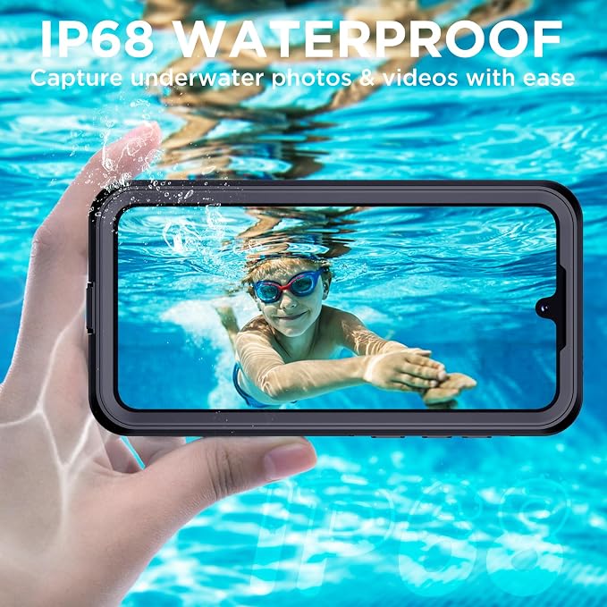 for Samsung Galaxy A35 5G Case Waterproof, [IP68 Underwater][Dropproof][Dustproof][Real 360] [Non-Slip] Heavy Duty Tough Rugged Shockproof Protective Phone Case for Galaxy A35 5G 6.6",Black