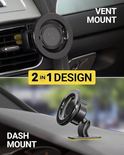 Scosche MagicMount Select MagSafe Car Mount for iPhone, Strong Magnetic Phone Holder for Car Magnet Phone Mount with 360° Rotation for Dashboard/Vent Compatible with iPhone 17/16/15/14 Pro Max Android