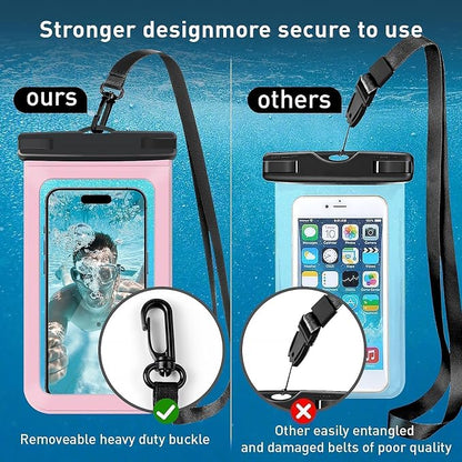 [2 Pack Waterproof Phone Case, Universal Dry Bag for iPhone 15/14/13/12 Pro Max, IPX8 Waterproof Pouch, Cruise Ship & Beach Essentials, Black & Pink - 6.8"