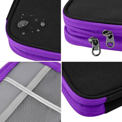 ZINMARK Portable Cable Organizer Case,Travel Pouch with Double-Layer Storage for Cables,Chargers,Earbuds & Phone,Black Purple– Small Size