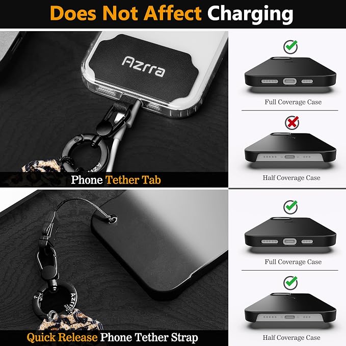 Azrra Adjustable Crossbody Cell Phone Lanyard for iPhone with Phone Tethers & Retractable ID Badge Card Holder (Leopard Print)