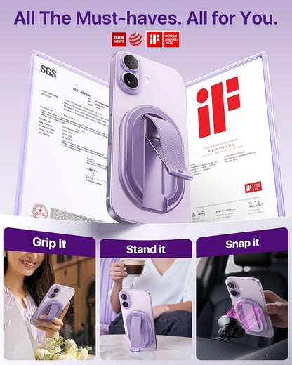 andobil [2026 All-New] Magnetic Phone Grip for Magsafe with Finger Strap [Comfortable & Durable] Magnetic Phone Ring Holder for MagSafe Accessories & iPhone 17 Air 16 Pro Max Plus 15 14 13 12, Purple