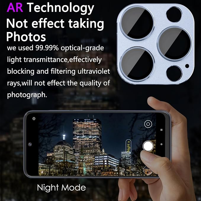 2 Pack Camera Lens Protector for iPhone 13 Pro/13 Pro Max,[Not Easy to Breakn ] AR Tempered Glass Strong Adsorption Metal Camera Cover Screen-Black
