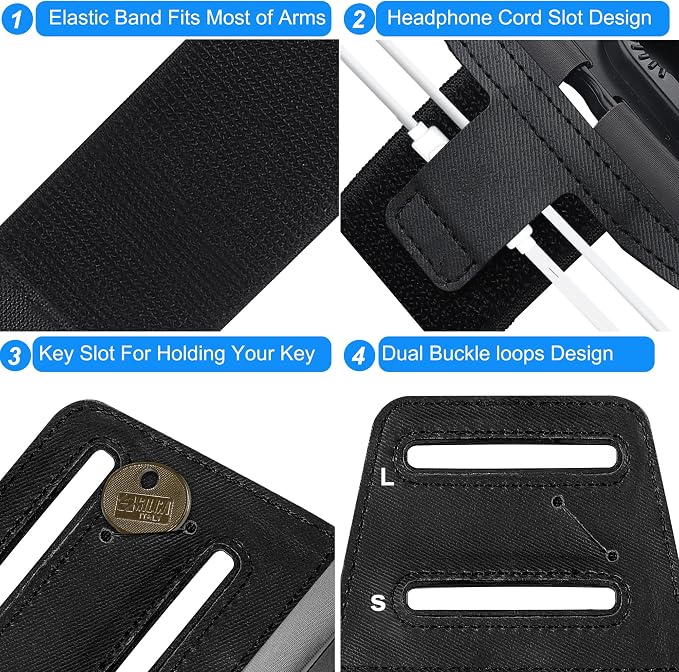 Arm Bands for Cell Phone - Detachable & 360 Rotatable Universal Cellphone Armband Case Compatible with iPhone Samsung Galaxy Pixel LG for Workout Excersize Sports Jogging Gym Fitness Runner