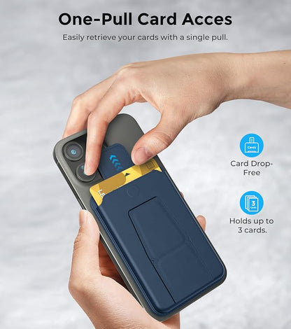 ArtsEvo Magnetic Wallet with Stand and Finger Loop, Up to 3,000g Magnet Strength, Compatible with iPhone Magnetic Wallet for iPhone 17/16/15/14/13/12 Series (Not for 13/12 Mini). Max 3 Card Holder