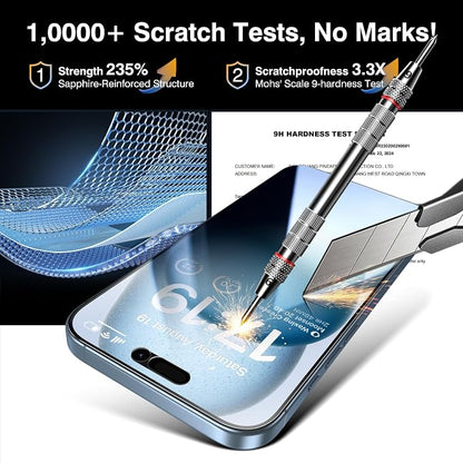 EZ-GLAZ- 4 Pack for iPhone 15 Plus Privacy Screen Protector [6.7"] With 2 Pack Camera Lens Protector, 9H+ Hardness 12FT Military Grade Shatterproof Scratch Resistant Durable Tempered Glass Film with Flawless Fit Kit