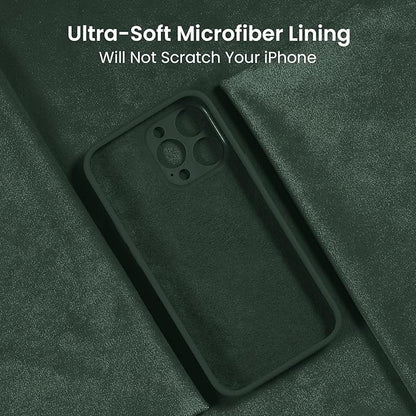 FireNova Designed for iPhone 15 Pro Max Case, Silicone Upgraded [Camera Protection] Phone Case with [2 Screen Protectors], Soft Anti-Scratch Microfiber Lining Inside, 6.7 inch, Alpine Green
