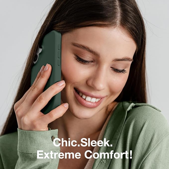 GONEZ Magnetic for iPhone 16 Case, Compatible with MagSafe, [Screen Protector + Camera Lens Protector], Liquid Silicone Shockproof Protective Phone Case for iPhone 16 6.1", Dark Green