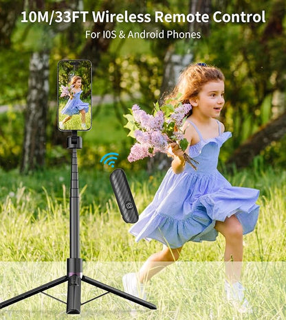Phone Selfie Stick Tripod Rechargeable Remote, Portable Wireless Remotes Shutter Compatible with Smartphones for CX609 Tripod Black