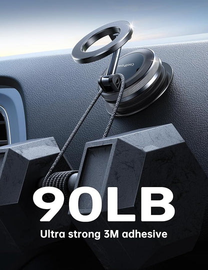 Coolpow【Newest Vacuum Magnetic Phone Holder for Car Phone Holder Mount【Movable Vacuum Suction】 Magsafe Car Mount Cell Phone Holders for Your Car Accessories Interior for Women Men for iPhone 17 16 15