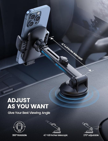 Lamicall Car Phone Holder [3-in-1 Pro Version Suction Cup] 360° Rotation Phone Holders for Your Car [Metal Hook] Cell Phone Car Mount Dashboard Vent Windshield for iPhone 17 16 15 Pro Max Smartphone