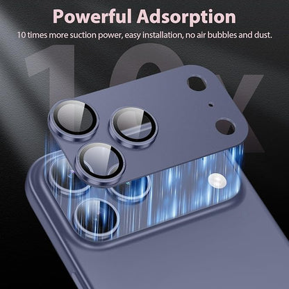 for iPhone 17 Pro Camera Lens Protector [Anti-Scratch] [Ultra HD Clear] [Strong Adhesion] Metal Aluminum Alloy Tempered Glass Camera Screen Cover(Deep Blue)