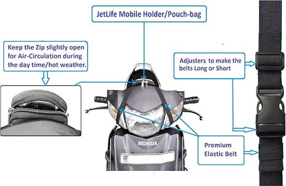 JETLIFE Moped Mobile Holder Vespa Scooter EV Bike, Moped Phone Holder Mount, Cell Phone Holder Mount, Fits All Smartphones Upto 7.2'' (Carbon Black)