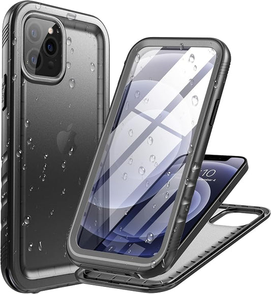 Cozycase Compatible with iPhone 12 Pro Max Case Waterproof, Built-in Screen Protector, Full Body Protective Cover, Shockproof Waterproof Case for iPhone 12 Pro Max 6.7 inch 2020 (Black)