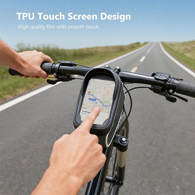 Waterproof Bike/eBike/Frame Bag,Bike Front Bag for Handlebar,Electric Bike Phone Bag,Bicycle Pouch with Rain Cover,Bike Accessories Storage Bag For Compatible Phone Under 7”