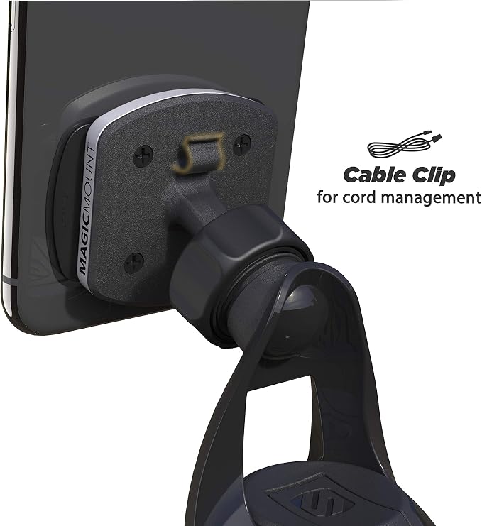 Scosche MPWD2-2PK MagicMount Pro Suction Cup Phone Holder, Magnetic Car Dashboard/Windshield Phone Mount or Desk Mount Compatible with iPhone, Galaxy, and All Android Smartphones, Black/Silver, 2 Pack