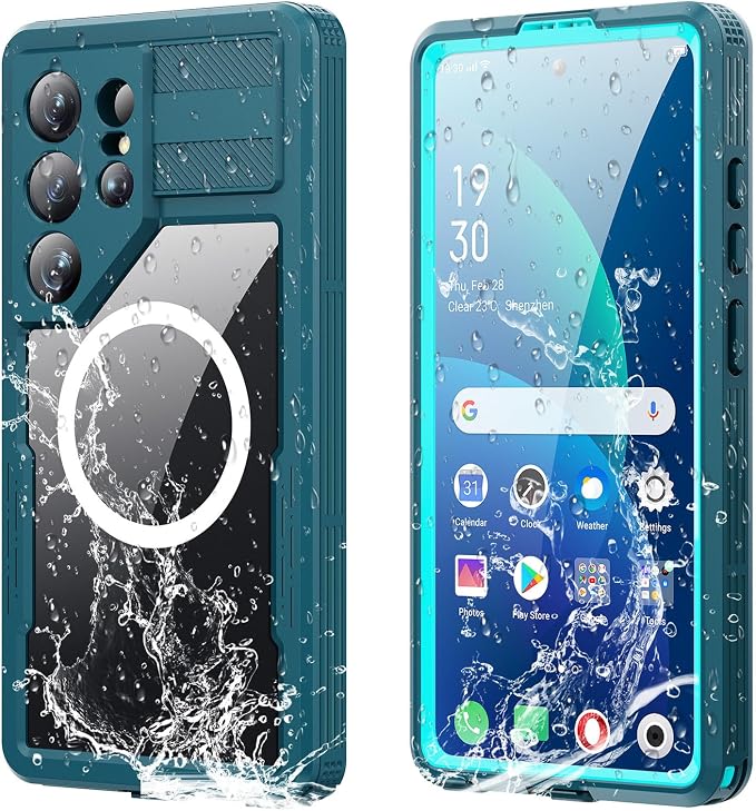 Omio for Galaxy S26 Ultra Waterproof Case Compatible with MagSafe, Magnetic Waterproof Full Body IP68 Underwater Case Built-in Screen Protector Military Grade Shockproof Case for Men Women Teal