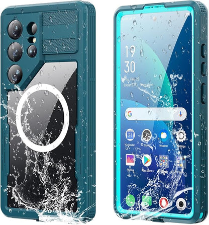 Omio for Galaxy S26 Ultra Waterproof Case Compatible with MagSafe, Magnetic Waterproof Full Body IP68 Underwater Case Built-in Screen Protector Military Grade Shockproof Case for Men Women Teal