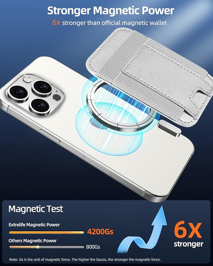 Upgraded for Magsafe Wallet, Strongest Magnetic Wallet, for iPhone Magsafe Walle t with 2 Card Slots, Magnetic Card Holder for iPhone 17/16/15/14/13/12 Series, Vegan Leather, Fit 7 Cards, Light Gray