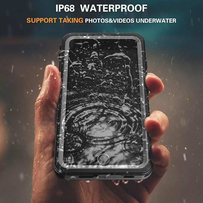 for iPhone SE 2022/SE 2020/iPhone 7/8 Waterproof Shockproof Case with Built-in Screen Protector, Full Body Heavy Duty Protective Phone Case for iPhone SE/8/7 (Black/Clear)