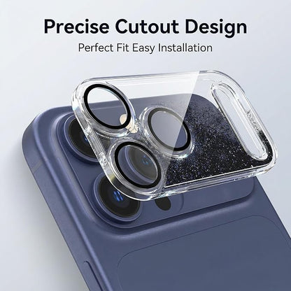 HANKN Quicksand Lens for iPhone 17 Pro Max Camera Lens Tempered Glass Protector, Ultra HD Clear 9H Hardness Anti-Scrach Dynamic Liquid Glitter Sand Cute Cover Strong Adsorption Case Friendly (Dark Purple, iPhone 17 Pro Max)