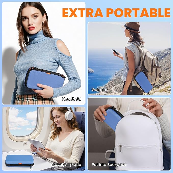 Hard Shell Carrying Case, Electronics Organizer Travel Case | Double-Layer ,Portable Tech Zipper Pouch for Charger, Phone, Power Bank, External Hard Drive & USB Flash Drive