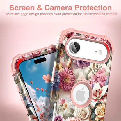 Hocase for iPhone Air Case 6.5", Heavy Duty Shockproof Protection Soft Silicone Rubber+Hard Plastic Bumpers Hybrid Protective Case for iPhone Air 2025 - Rose Flowers