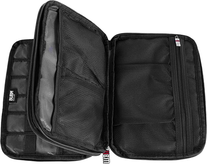 BUBM Double Layer Electronic Accessories Organizer, Travel Gadget Bag for Cables, USB Flash Drive, Plug and More, Perfect Size Fits for iPad Mini (Medium, Black) | Travel Gadget Bag for Cables, USB Flash Drive, Plug and More, Perfect Size Fits for iPad...