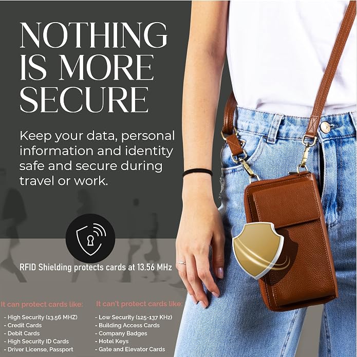 BULL GUARD Crossbody Leather Wallet Phone Purse, Anti Theft and RFID Blocking, Elegant Design for Travel