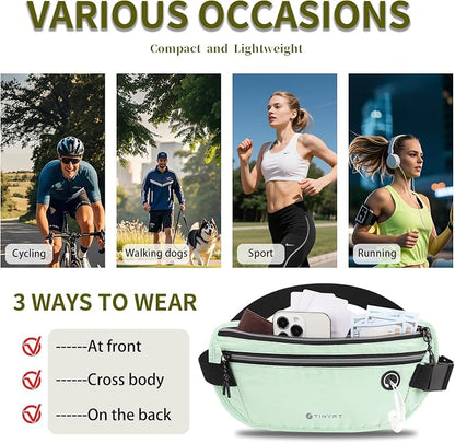 Slim Running Belt for Women Men Runners Fanny Packs With Phone Holder Hidden Pockets Exercise Waist Bag for Marathon Workout