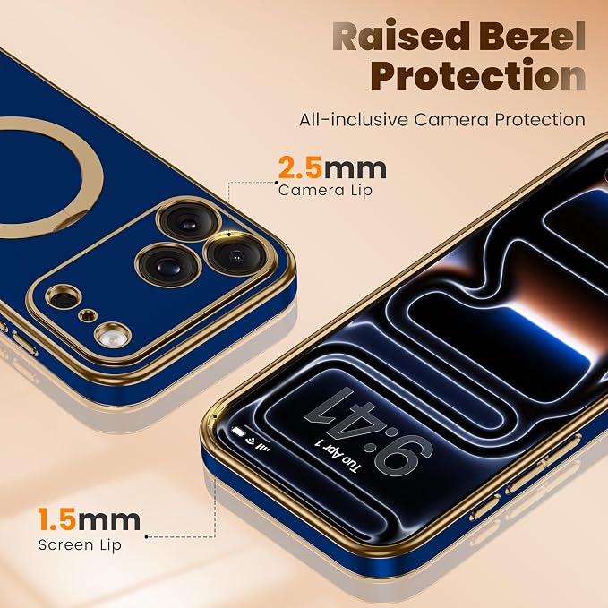 GolbinBox for iPhone 17 Pro Max Case with 360° Spin Magnetic Stand,[Compatible with Magsafe] [Military Protection][Built-in Ring Holder] Camera Control Phone Case for 17 Pro Max,Deep Blue