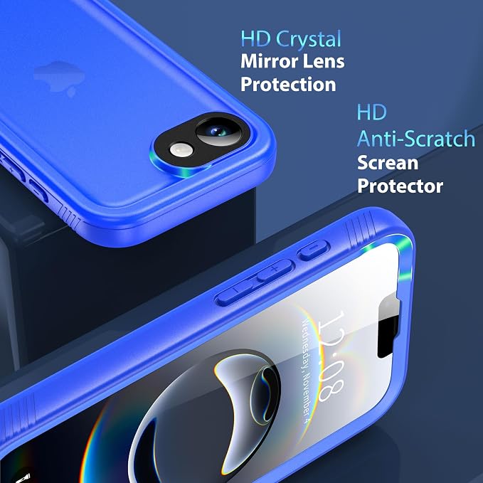 SPORTLINK for iPhone 16e Case/iPhone 17e Case, IP68 Waterproof Military Protective Full Body Heavy Duty Shockproof 360 Sealed Dustproof with Camera Screen Protector Cover for i Phone 16 e 6.1" Blue
