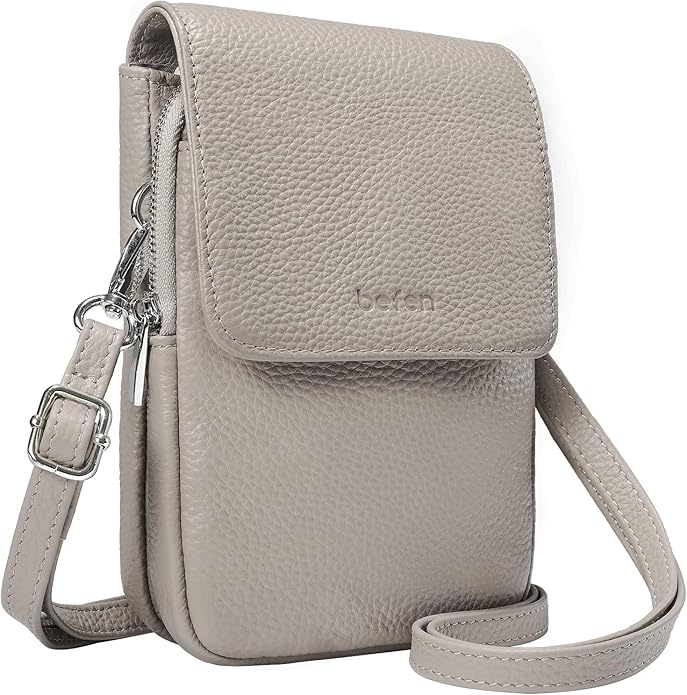 befen Genuine Leather Small Crossbody Bags for Women, Cell Phone Cross body Purse Bag with RFID Blocking Card Slots