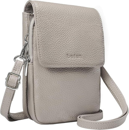 befen Genuine Leather Small Crossbody Bags for Women, Cell Phone Cross body Purse Bag with RFID Blocking Card Slots