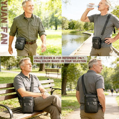 Leather Cell Phone Wallet Shoulder Holster,Hip Bum Pack Pouch Belt Pouch Bolso para Hombre Crossbody Bag for Men with Card Slots Compatible with iPhone (Brown)