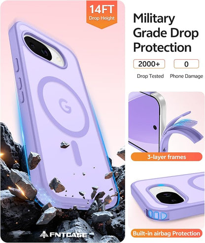 FNTCASE for Google Pixel 10a Case: [Compatible with Magsafe] Translucent Matte Cases with [Screen Protector] Military Grade Shockproof Protective Magnetic Phone Cover for Pixel 10A - Light Purple
