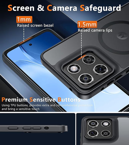 FNTCASE for Motorola Moto G-Stylus-5G-2025 Case: Magnetic Translucent Matte Shockproof Slim Cell Phone Cover - Military Grade Drop Proof Hard Back Anti-Fingerprint Protective Case (6.7 inch/Black)