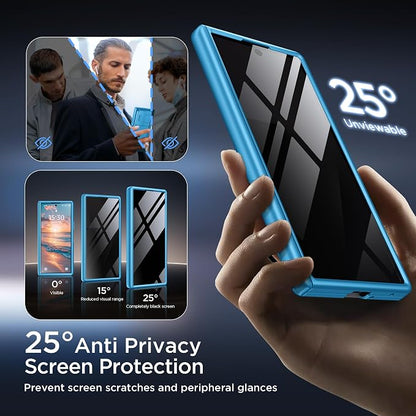 TONGATE Wallet for Z Fold 7 Case with Privacy Screen Protector, [4-Card Holder][Anti Spy] Built-in Large Stand & Slide Camera Cover Z7 Phone Case for Samsung Galaxy Z Fold 7 2025 8", Lake Blue