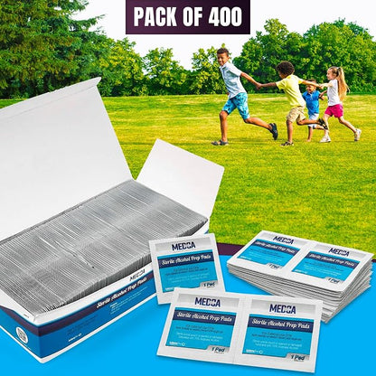Alcohol Prep Pads - Box of 400, Saturated 70% Isopropyl Alcohol Wipes