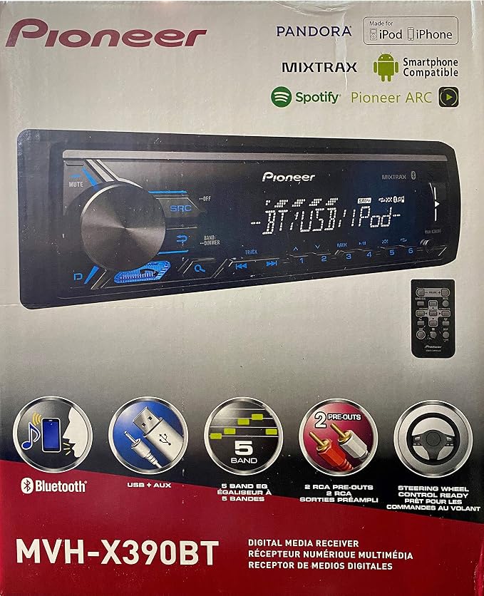 Pioneer MVH-X390BT Digital Media Receiver with Pioneer ARC app, MIXTRAX, Built-in Bluetooth and USB Direct Control for iPod/iPhone and Android Phones & zonoz 3 in 1 Multi USB Charging Cable (Bundle)