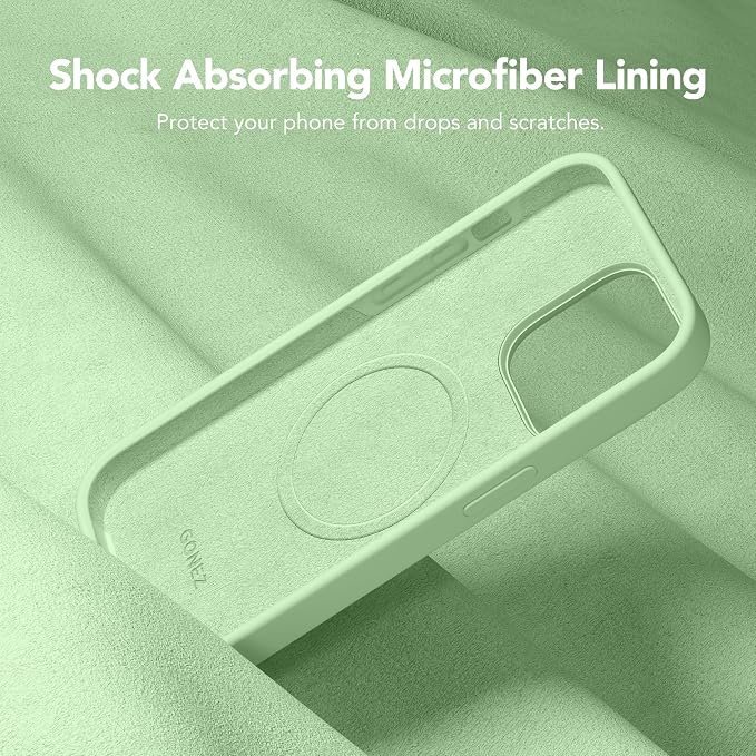 GONEZ Magnetic for iPhone 13 Pro Max Case, Compatible with MagSafe, [Screen Protector + Camera Lens Protector], Silicone Shockproof Anti-Scratch Protective Phone Case 6.7 inch, Green