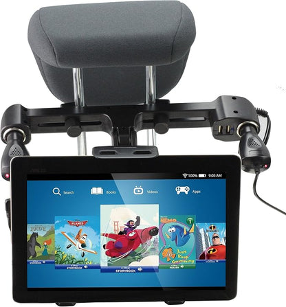 Navitech USB Port 4.2A headrest Mount with Integrated car Charger Compatible with Bush 12 inch Portable DVD Player/Sony DVP-FX810 / Nextbase NB49AM
