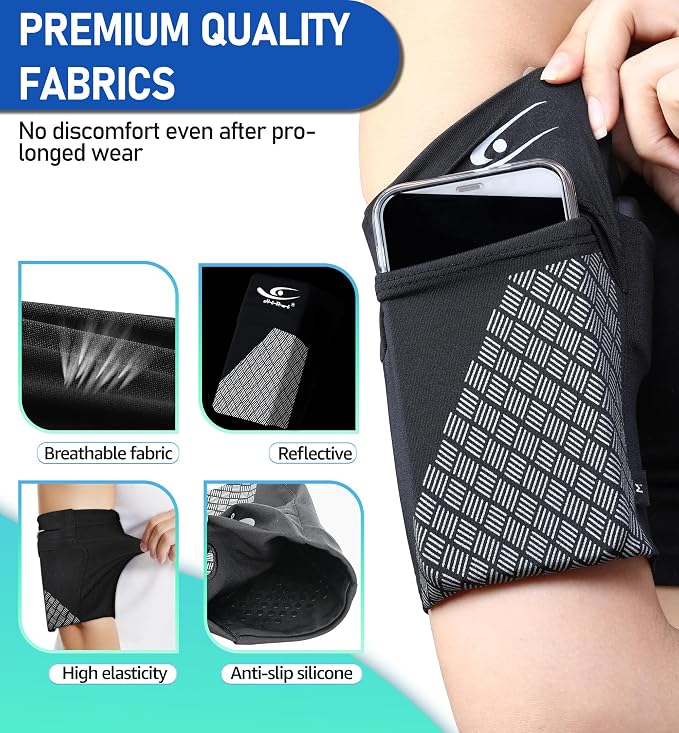 HiRui Universal Sports Armband Cell Phone Armband Sleeves Running Armband for Exercise Workout, Compatible with iPhone 17/17Plus/Pro/16/15/15Plus/14 Samsung Galaxy All Phones (Small, Black)