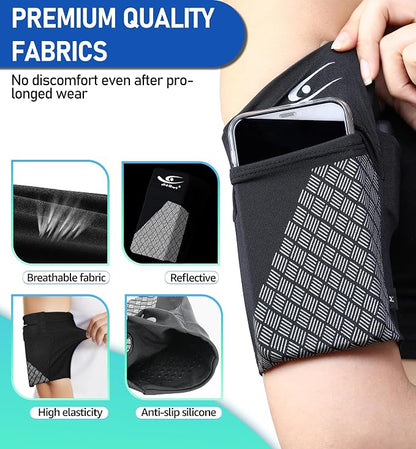 HiRui Universal Sports Armband Cell Phone Armband Sleeves Running Armband for Exercise Workout, Compatible with iPhone 17/17Plus/Pro/16/15/15Plus/14 Samsung Galaxy All Phones (X-Large, Black)