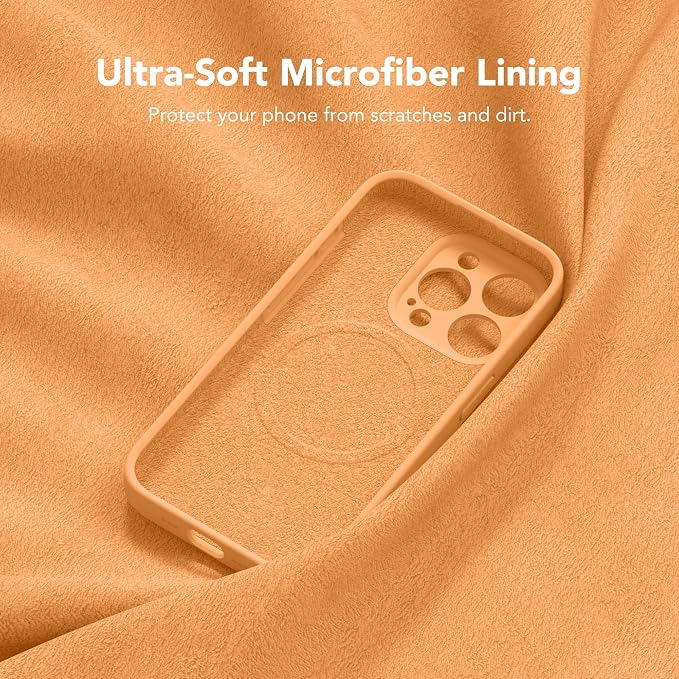 Magnetic for iPhone 15 Pro Case, Compatible with MagSafe, [Full Camera Protection][Screen Protector] Silicone Shockproof Protective Phone Case for iPhone 15 Pro 6.1", Cantaloupe