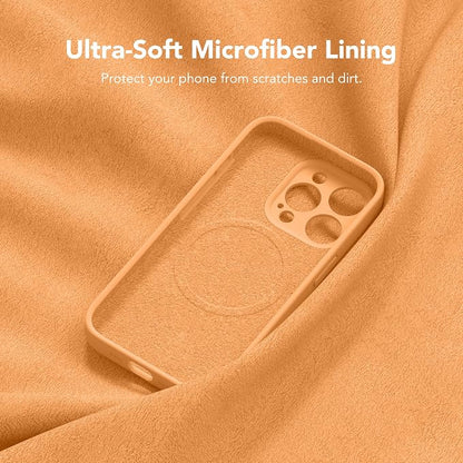 Magnetic for iPhone 15 Pro Case, Compatible with MagSafe, [Full Camera Protection][Screen Protector] Silicone Shockproof Protective Phone Case for iPhone 15 Pro 6.1", Cantaloupe