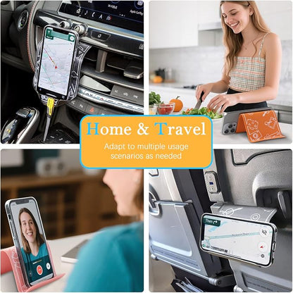 Adjustable Angle Phone Stand Tablet Holder, Sturdy Universal for All Smartphones - Foldable Portable for Desk, Travel, Home, Kitchen, Bed, Treadmill, Airplane, Orange
